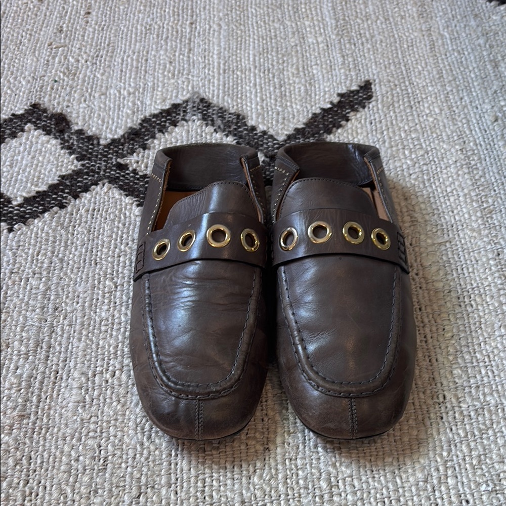 Isabel Marant Brown Flats with Distressed Leather and Eyelet Details - Picture 2 of 9